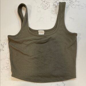 Full Tilt Olive Ribbed Tank Top